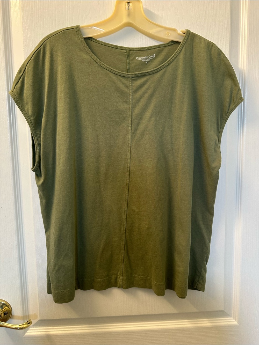 Coldwater Creek Olive Cap Sleeve Cotton Tee